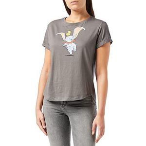 Disney Dumbo Happy T-shirt voor dames, Grijs (Charcoal Ant), 36