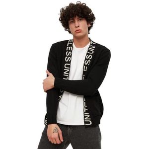 Trendyol Heren V-hals Plain Regular Cardigan Sweater, Zwart, L, Zwart, L