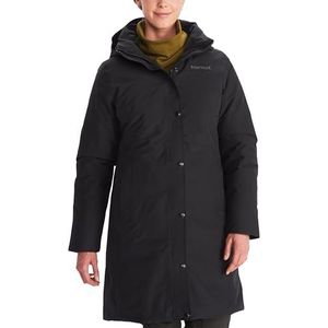 Marmot Dames Wm's Chelsea Coat, Lichte donsjas, waterdichte donsparka, warme winterjas, regendichte winterjas, winddichte functionele jas, outdoorjas met capuchon, Black, L