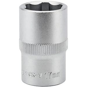 Draper Expert 09863 17 mm 1/2-inch vierkant aandrijving Hi-Torq 6-punts satijn chroom Socket