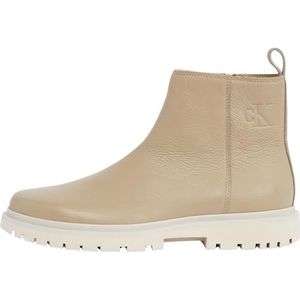 CK JEANS Heren EVA MID Chelsea Zip Boot Tumbled YM0YM01173, Beige (Travertijn/Eggshell), 6.5 UK, Beige travertijn eierschaal, 39 EU
