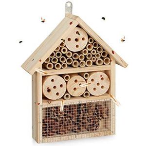 Relaxdays insectenhotel bouwpakket, insectenhotel kevers, bijen & vliegen, zelf bouwen, 33 x 24.5 x 7 cm, natuur