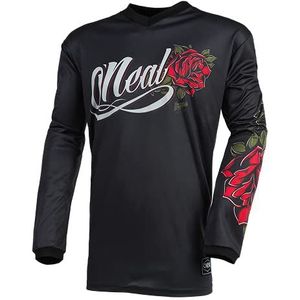 O'NEAL | Dameskleding | Enduro Motocross | Ademend materiaal, gewatteerde elleboogbescherming, vrouwenspecifieke snit | Jersey Element Roses | Volwassen | Zwart/rood | Maat XL