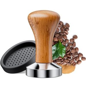 NEUTYPECHIC Caffè Tamper 51 mm, koffiezetapparaat met afneembaar design, koffiestamper met siliconen kussen, massief houten stamper handvat, hoogwaardig metaal voor koffie