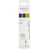 Emott Uni Ball – Uni Mitsubishi Pencil – 5 viltstiften retro kleuren – schrijven, tekenen, plotten met stijl – fijne punt 0,4 mm – blauwgroen, orchidee, wijnrood, gele stro, appelgroen