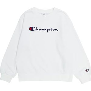 Champion Legacy Icons G-Ultralight Spring Terry Crewneck Sweatshirt voor meisjes en meisjes, Wit, 13-14 jaar