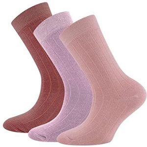 Ewers Retro Chic sokken 3-pack rib voor kinderen - klassieke ribstructuur, trendy kleuren en optimale pasvorm - Made in Germany, roze/paars/roze, 27-30