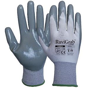 Ruvigrab Handschoen van textiel, grijze nitrilcoating.