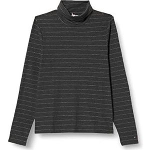 Tommy Hilfiger Dames Slim Rib High-Nk Ls L/S Gebreide Tops, Metallic Baseball STP/D Grijs HTR, XXL, Metallic Baseball Stp/D Grijs Htr, XXL