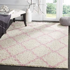 SAFAVIEH Dallas Shag Collection SGD257P hekwerk, 90 x 150 cm, ivoorkleur/lichtroze