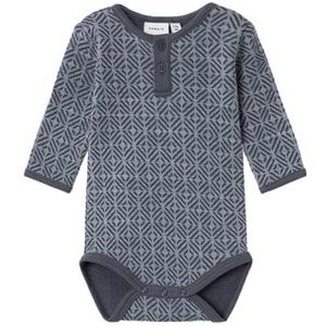 NAME IT Babyjongens Nbmwupsus Wool/Cot Ls body met lange mouwen, blauw, 56 cm
