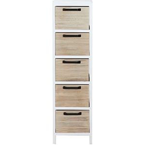 Lastdeco - SOURE Multi-ladekast | wit nachtkastje - meervoudige kast van paulownia-hout - 5 laden - 25 x 90 x 25 cm