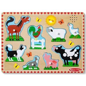 Melissa & Doug Geluidspuzzel met boerderijdieren | Puzzels | Houten speelgoed | leerrijk speelgoed | Montessori Speelgoed | 2+ | Cadeau voor jongens en meisjes