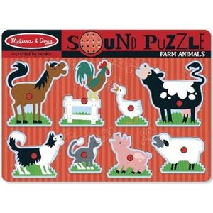 Melissa & Doug Geluidspuzzel met boerderijdieren | Puzzels | Houten speelgoed | leerrijk speelgoed | Montessori Speelgoed | 2+ | Cadeau voor jongens en meisjes