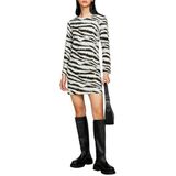 Sisley - Jurk - Opaal Zwart Wit - Dierenprint - Slanke Pasvorm - Lange Mouw