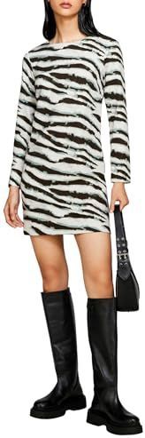 Sisley - Jurk - Opaal Zwart Wit - Dierenprint - Slanke Pasvorm - Lange Mouw