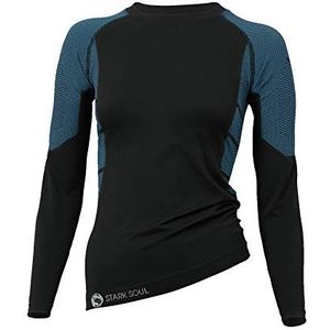 STARK SOUL Seamless Ski functioneel ondergoed, outdoorondergoed, naar keuze als broek of hemd, hemd zwart/turquoise, L/XL