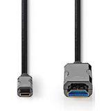 Nedis Actieve Optische USB-Kabel | USB Type-C™ | HDMI™ Connector | 18 Gbps | 10.0 m | Rond | PVC | Zwart | Gift Box 5.00 m 5.00 m