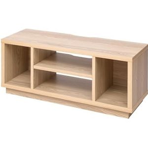 Iris Ohyama, TV meubel met open planken / TV meubel voor 43 inch TV, Massief hout, Kantoor, Woonkamer - TV Cabinet Standard - OTS-100S - LichtBruin