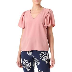 Vimathilde S/S V-hals Flounce Top/Ka, roze, 36