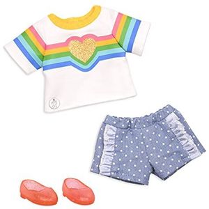 Glitter Girls GG50139Z Battat – Een regenboog naar je hart fashion outfit – 35,6 cm (14 inch) poppenkleding en accessoires voor kinderen vanaf 3 jaar – kinderspeelgoed