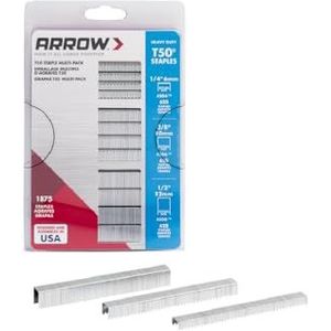 ARROW 50 MP Heavy Duty T50 nietjes, multipack voor nietpistolen en nietmachines, gebruik voor kussens, handwerk, algemene reparaties, inclusief 1/4 inch, 3/8 inch en 1/2 inch maten, 1875 stuks