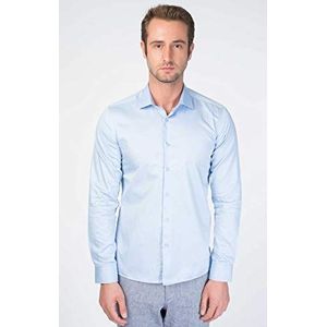 Bonamaison Heren comfort fit shirt met lange mouwen button down shirt, blauw, XS