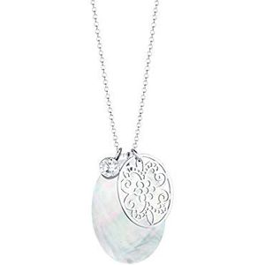 Elli Halsketting parelmoer ornament zirkonia 925 sterling zilver, 700, Kristal parelmoer Kristal, Zirkonia