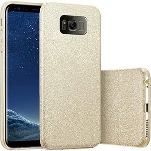 Finoo Samsung Galaxy S8 rondom 3-in-1 glitter bling bling mobiele telefoon hoes | siliconen beschermhoes + glitter + PP hoes | zachte TPU bumper case cover | goud