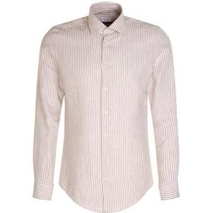 Seidensticker Zakelijk overhemd voor heren, shaped fit, zacht, kent-kraag, lange mouwen, 100% linnen, zand, 41
