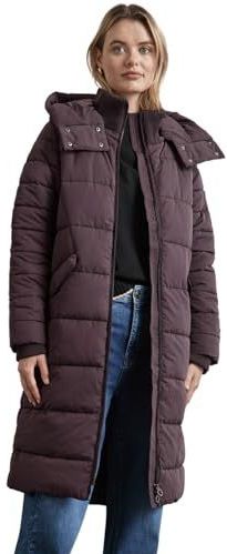 Street One Gevoerde lange jas voor dames, Berry Brown, 34