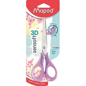 Maped - Schaar Sensoft 16 cm met zachte ringen en ergonomische 3D - scharen voor school vanaf 12 jaar - voor college en school - comfortabele en aangename ringen - kleur pastelpaars 486291