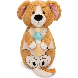 NICI 62165 Knuffeldier hond met eend, 40 x 20 cm, bruin, zacht pluchen dier, schattig knuffeldier om te knuffelen en te spelen, geweldig cadeau-idee voor kinderen en volwassenen