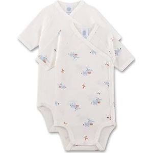 Sanetta Baby-wikkelbody (dubbelpak) off-white, duurzame en schattige wikkelbody voor jongens van biologisch katoen. Inhoud: set van 2 babyrompertjes, beige, 44