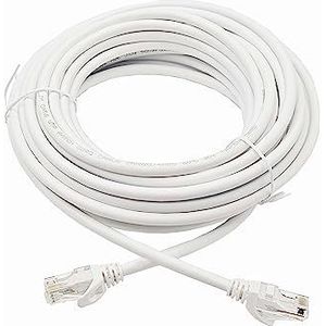 Elfcam® - 100m Ethernet-kabel Cat 6 Rond Netwerkkabel LAN WAN 26 AWG, 1 Gbit/s met RJ45-Stekkers, Hoogwaardig, Wit (100 m)