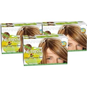 Garnier Set van 3 stuks, crème highlights, set 1 voor lichte highlights, strengen om zelf lichtblond haar te maken (met avocado-olie), Nutrisse, lichtblond, 3 stuks