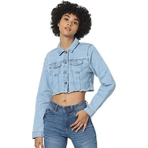 ONLY Dames jeansjack Fly-Away kraag manchetten met knoop jas, blauw (light blue denim), L