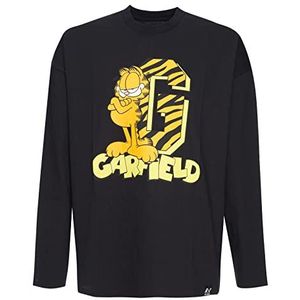 Recovered Heren Garfield College Tekst Oversized L/S Black by S T-shirt, S, zwart, S