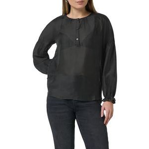comma casual identity - Blouse - Zwart - Wijde Blouse - Lange Mouw