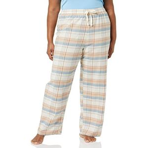 Amazon Essentials Flanellen slaapbroek voor dames (verkrijgbaar in grote maten), beige blauw mix plaid, 6X