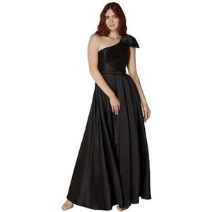 Jarlo London Belle One Shoulder Bow Detail Maxi-jurk, zwart, VK 8, Zwart, 34
