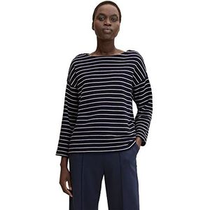 TOM TAILOR Dames Sweatshirt met strepen 1032595, 30468 - Navy Offwhite Stripe, M