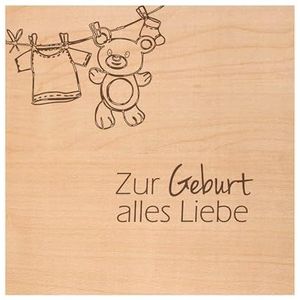 Originele houten wenskaart - wenskaart baby geboorte - 100% Made in Austria, bestaat uit kersenhout - geboortekaart, geboortekaart, geboortekaart, wenskaart, babykaart enz.