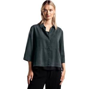 STREET ONE Blouse in washed-look, hunter green, 38