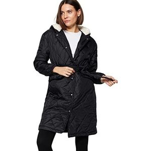 Trendyol Dames reverskraag effen oversized winterjas jas, zwart, S, Zwart, S