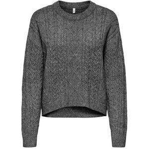 Onlkatia Ls Cable O-Neck Pullover Cc KNT, dark grey melange, XS