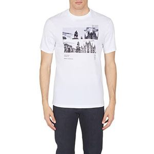 Armani Exchange Heren Front City Print T-shirt, wit, XXL