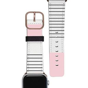 Gocase Tricolour Stripes armband goud | compatibel met Apple Watch 38/40 mm | verstelbare sluiting | Saffiano leder vegan reservearmband | waterzweetbestendig | geschikt voor Series 1/2/3/4