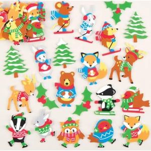 Baker Ross AV453 Winter Woodland Foam Stickers (12 stuks) Creatieve kerstartiesten voor kerstdecoraties en kaarten maken