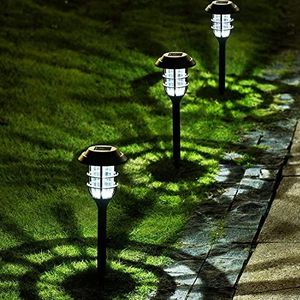 Solpex 8 Pack Solar Pathway Lights Outdoor, Zonne-aangedreven Tuinverlichting, Waterdichte Led Path Lights voor Patio, Gazon, Yard en Landschap (Koud Wit)